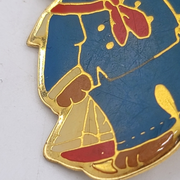 Schmid Gordon Fraser Teddy Bear Sailor Suit Sailboat Enamel Brooch Pin 80s Vtg - Picture 3 of 11